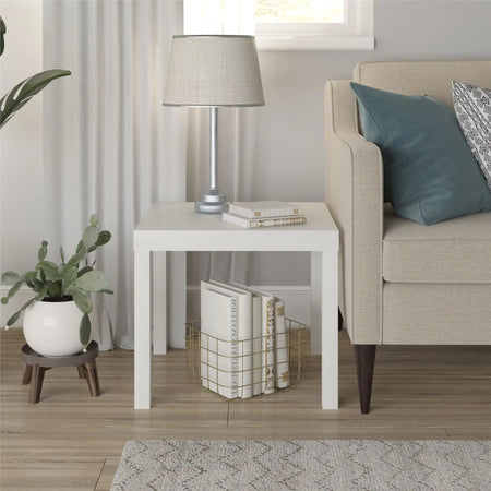 Parsons End Table, White\Black Oak\Canyon Walnut mesa table side living room furniture